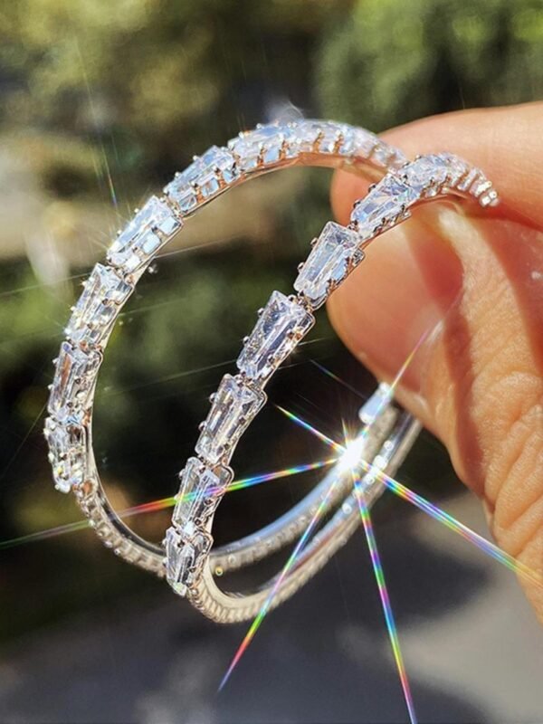 Women's 1 Pair Elegant Artificial Zircon Hoop Earrings, Fashionable Earrings for Women, Fashion Jewelry Accessories for Party, Daily Clothing Decor