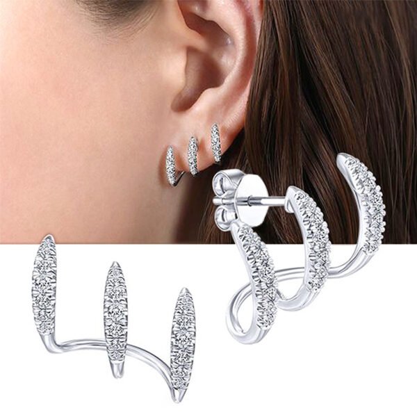Women's 1 Pair Elegant Artificial Zircon Hoop Earrings, Fashionable Earrings for Women, Fashion Jewelry Accessories for Party, Daily Clothing Decor