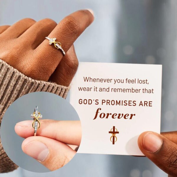 Inspirational Jewelry  Engraved Faith Hope Love Cubic Zirconia Cross Infinity Ring