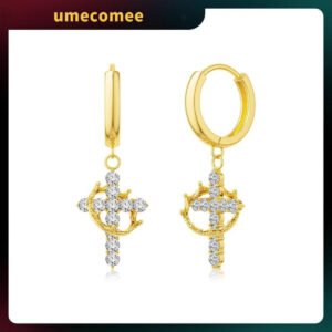 Colorful Crown Cross  For Women Dainty CZ Cross Pendant  Hypoallergenic Non Tarnish  Trendy Jewelry Christian Gift For Girls For Outdoorfun dealsforyoudays Earcuff earrings